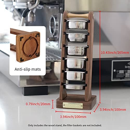 Black Walnut Portafilter Filter Basket Stand Compatible with 58mm Espresso Machines