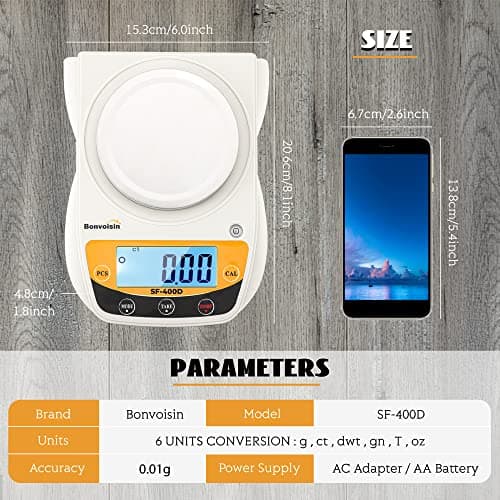 Bonvoisin Digital Lab Scale 600g 0.01g Accuracy Analytical Balance
