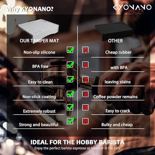 KYONANO Espresso Tamping Mat - Gray Silicone 7.5x6 Inch Non-Slip Tool