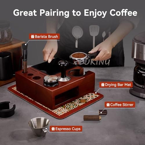 ARC Espresso Knock Box & Tamping Station, 51/54/58MM Portafilter Holder, Espresso Accessories