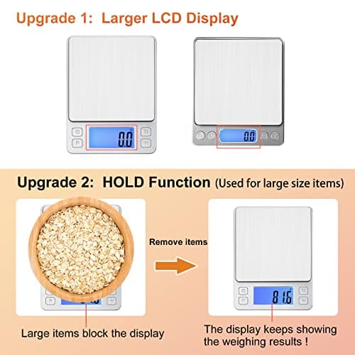 BOMATA Upgraded Small Precision Kitchen Scale, 0.1g Accurate, 3000g Capacity, USB Rechargeable, Jewelry Measuring Digita