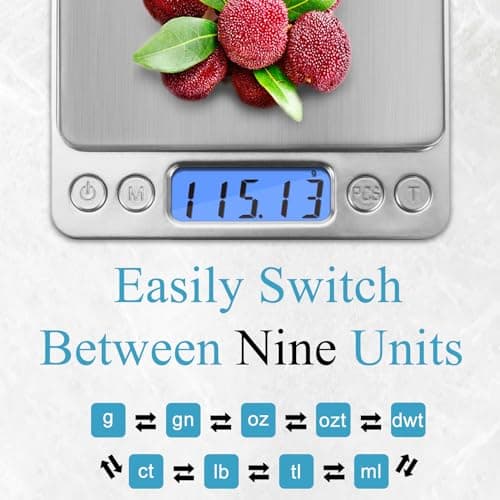 NEXT-SHINE Gram Scale: Digital Portable 500g x 0.01gBack-Lit LCD Stainless Steel for Jewelry Cooking Baking