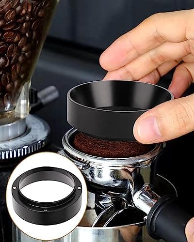Magnetic Espresso Dosing Ring Funnel, Compatible Aluminum Coffee Maker Accessory, Black (53MM)