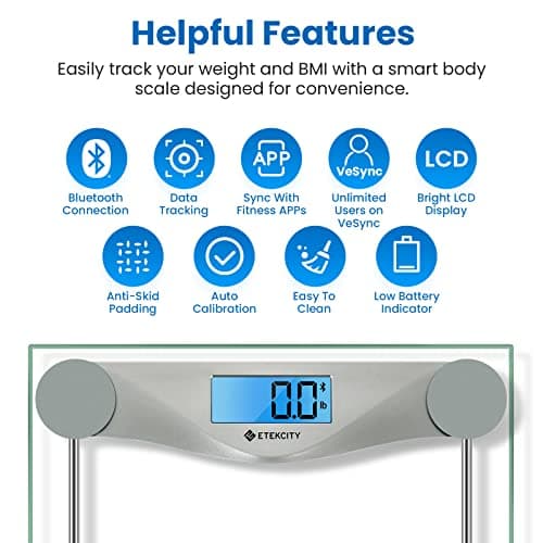 Etekcity Bluetooth Digital Bathroom Scale, Large Blue LCD, High Precision, Upgraded BMIC.weight