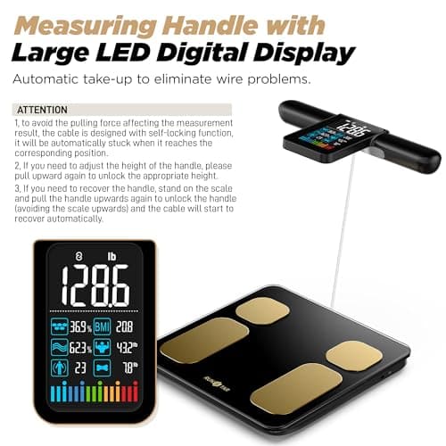 RunSTAR Scale - 8 Electrode Digital Body Fat & Weight Scale with Color Display & Large Font