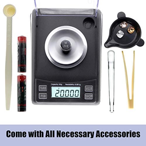 Fuzion Milligram Scale 50/0.001g, 20g Cal Weight, Precision Powder Scale for Medicine Reloading