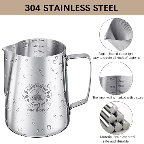 350ml 12oz 304 Stainless Steel Milk Frothing Pitcher with Latte Art Pen