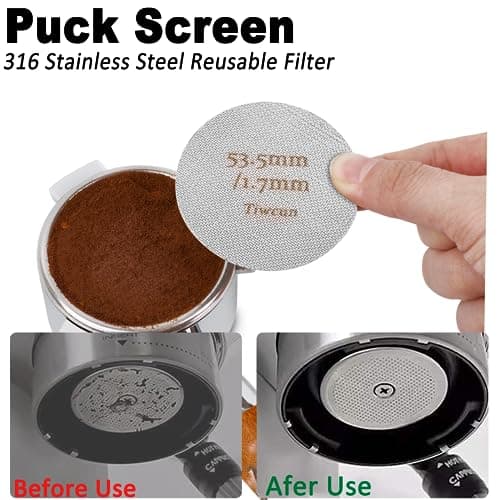 Tiwcun 54mm Espresso Dosing Funnel & Puck Screen Kit