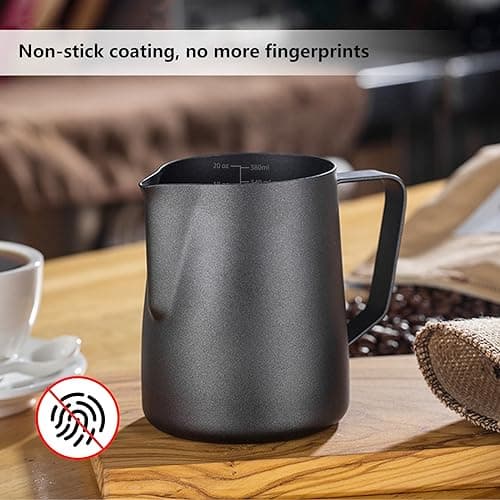 TooCust Stainless Steel Milk Frothing Pitcher, 20 OZ Black
