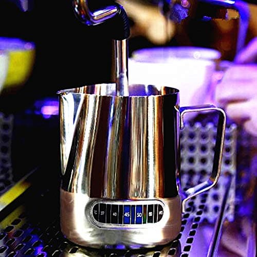 Stainless Steel Milk Frothing Pitcher with Thermometer, 20 oz
