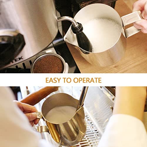 Stainless Steel Milk Frothing Pitcher for Espresso Machines (Silver, 5 OZ)