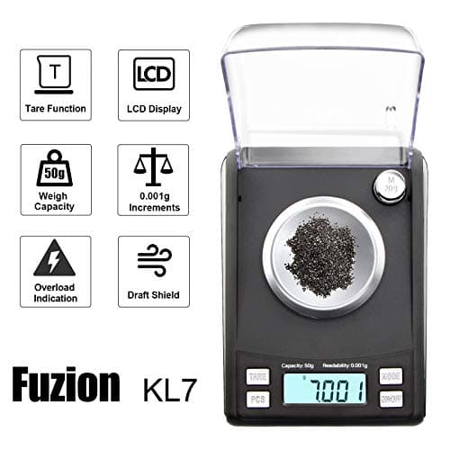 Fuzion Milligram Scale 50/0.001g, 20g Cal Weight, Precision Powder Scale for Medicine Reloading