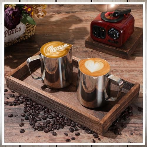 Dandat 8-Pc Espresso Milk Frothing Pitcher Set 12 Oz Stainless Steel