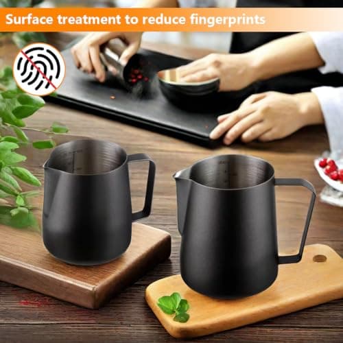 Black Stainless Steel Milk Frothing Pitcher 20oz