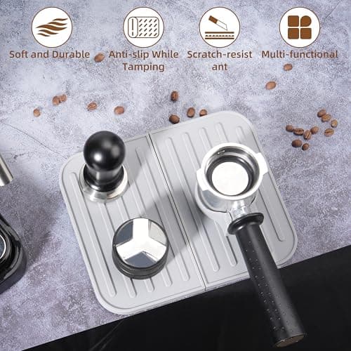 Delonghi EC260BK Espresso Tamper Mat with Holder, Tamping Mats, Grey
