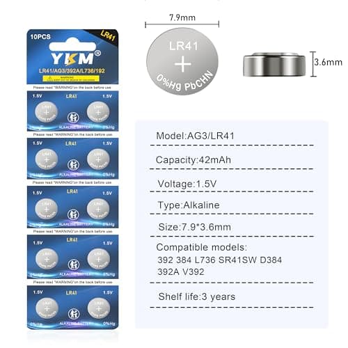 YKM 40 Pack LR41 Alkaline Batteries for Thermometers and Watches