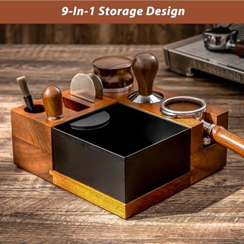 9-in-1 Espresso Knock Box & Tamp Station - Perfect Fit for 51mm, 53mm, 54mm, 58mm Tampers
