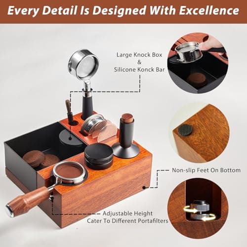 9-in-1 Espresso Knock Box & Tamp Station - Perfect Fit for 51mm, 53mm, 54mm, 58mm Tampers