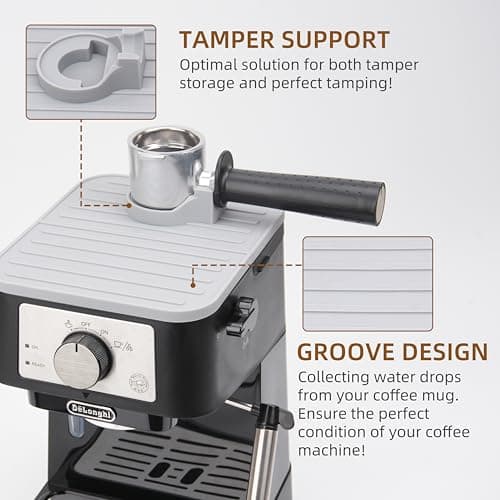 Delonghi EC260BK Espresso Tamper Mat with Holder, Tamping Mats, Grey