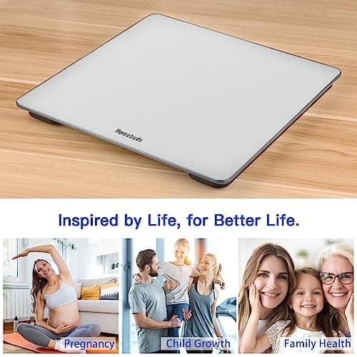 Homebuds Professional Bathroom Scale, 400lb, Crystal LED, Step-on, Silver