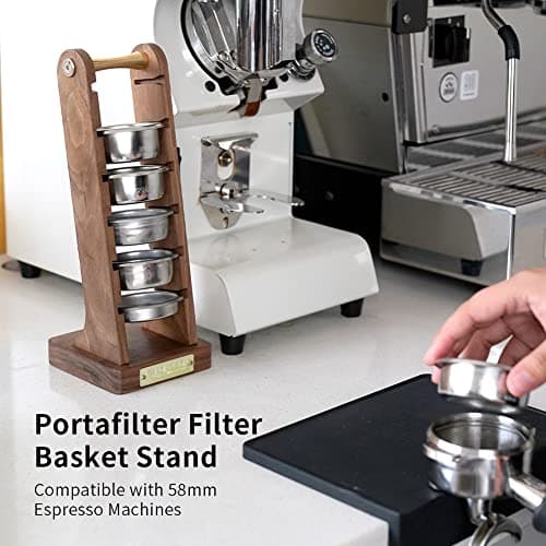 Black Walnut Portafilter Filter Basket Stand Compatible with 58mm Espresso Machines