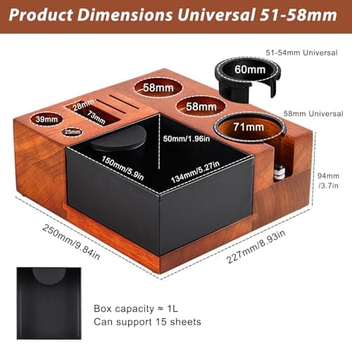 9-in-1 Espresso Knock Box & Tamp Station - Perfect Fit for 51mm, 53mm, 54mm, 58mm Tampers