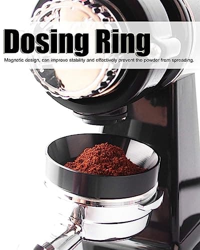 Magnetic Espresso Dosing Ring Funnel, Compatible Aluminum Coffee Maker Accessory, Black (53MM)