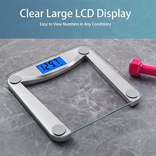 Vitafit Digital Bathroom Scale - High Accuracy, 400lb Capacity, Clear Glass Display