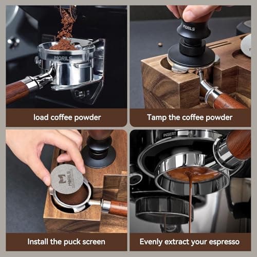 Breville 54mm Bottomless Portafilter, 3 Ears, Walnutwood Handle, Espresso Accessories