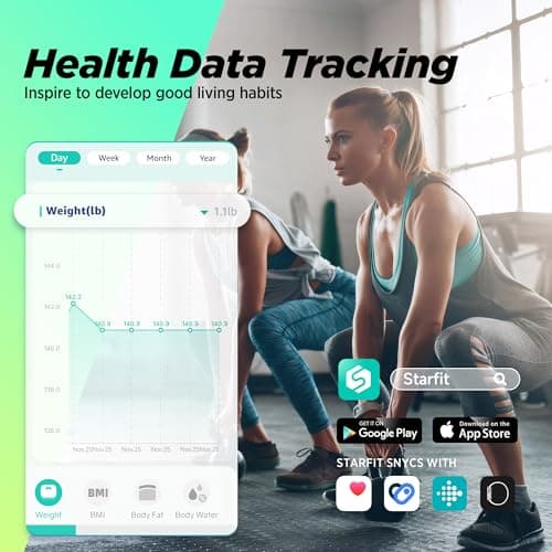 Runstar Digital Smart Scale - Body Weight, Fat, BMI, 28 Measurements, Voice Prompt, Bluetooth Accurate