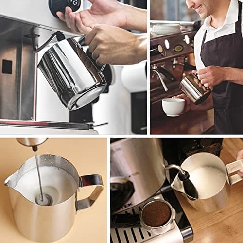 Stainless Steel Milk Frothing Pitcher for Espresso Machines (Silver, 5 OZ)