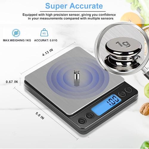 SKEAP Gram Scale, High Accuracy Digital Kitchen, Jewelry Scale with Charging Cable