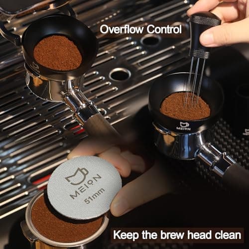 MEION 51mm Espresso Funnel & Puck Screen Set, Black
