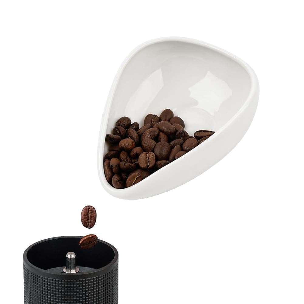 Ceramic Coffee Dosing Cup & Tea Tray, White | Single Dose Measuring Container