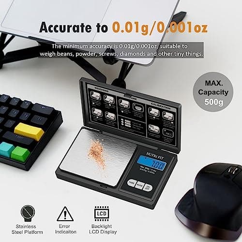 NUTRI FIT Digital Scale 0.01g Accuracy, 500g Jewelry & Kitchen Scale, Ounces & Grams, Portable