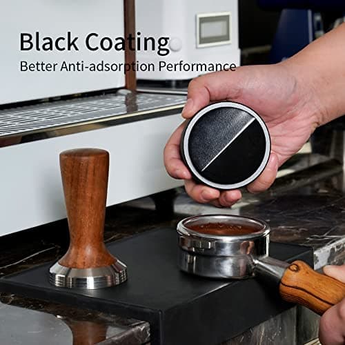 Professional Espresso Distribution Tool - 58.35mm Single-Line Convex Base, Black Coating