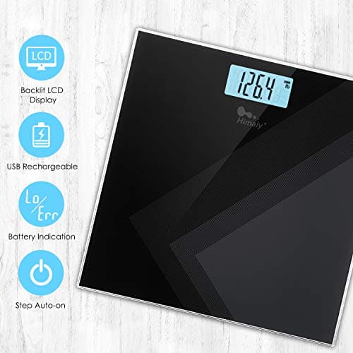 Himaly USB Rechargeable Digital Body Scale, 400Ibs Capacity, Backlight Display