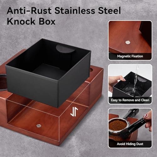 ARC Espresso Knock Box & Tamping Station, 51/54/58MM Portafilter Holder, Espresso Accessories