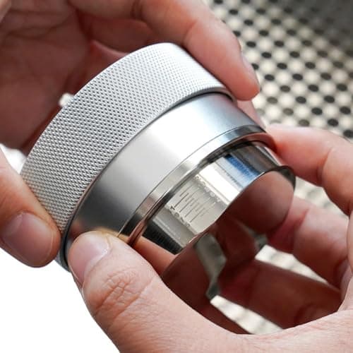 Coffee Distributor 58mm, Espresso Leveler Tool, Adjustable Depth Tampers, Three-Blade Spiral Pattern, Silver