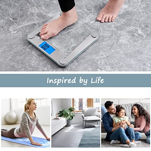 Vitafit Digital Bathroom Scale - High Accuracy, 400lb Capacity, Clear Glass Display