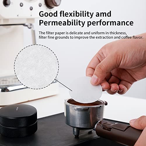 Espresso Paper Filter 51mm with Acrylic Holder, 100 Pcs Compatible Portafilter Baskets