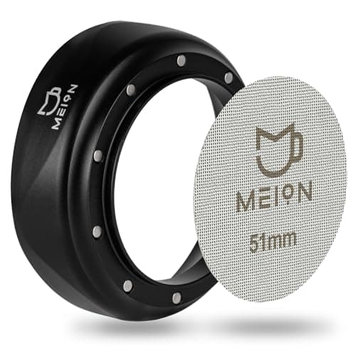MEION 51mm Espresso Funnel & Puck Screen Set, Black