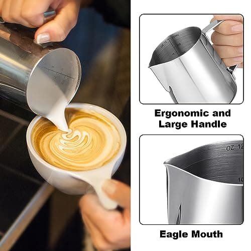 Stainless Steel 12oz Milk Frother Pitcher for Barista Cappuccino Art