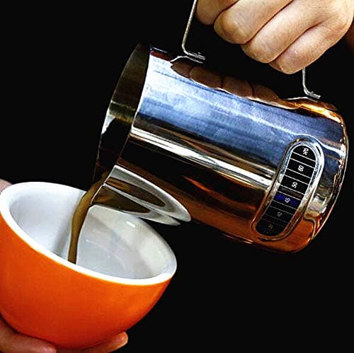 Stainless Steel Milk Frothing Pitcher with Thermometer, 20 oz
