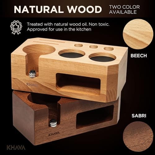 KHAVA Espresso Tamping Station | 51-54mm Wooden Tamper | Espresso Organizer & Portafilter Holder | Coffee Station for Co