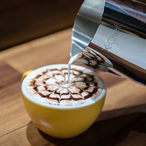 X-Chef 20 oz Metal Milk Frother Cup, Espresso Coffee Latte Frother (600 ml)