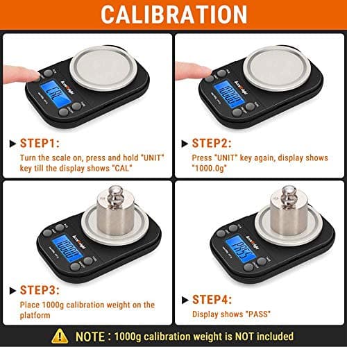 AccuWeight Mini Coffee & Jewelry Scale 1000g/0.1gAccuracy Backlit Tare Calibration