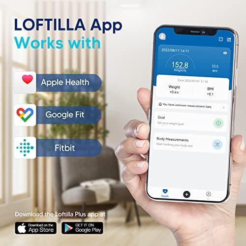 LOFTILLA Smart Body Fat Scale, 14 Analyzers, 400lb Capacity, App Sync, Black