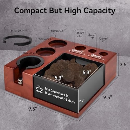 ARC Espresso Knock Box & Tamping Station, 51/54/58MM Portafilter Holder, Espresso Accessories