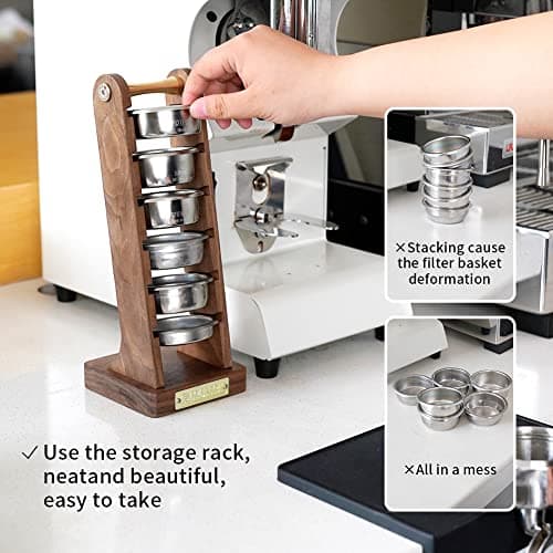 Black Walnut Portafilter Filter Basket Stand Compatible with 58mm Espresso Machines